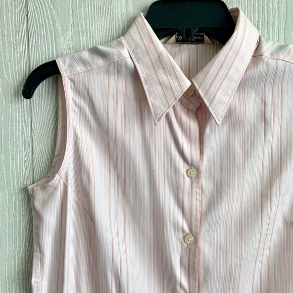 Eddie Bauer Pink Striped Sleeveless Collared Button Up Size M - Picture 2 of 4